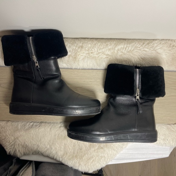 Prada Leather Shearling Winter Boots - Picture 5 of 16
